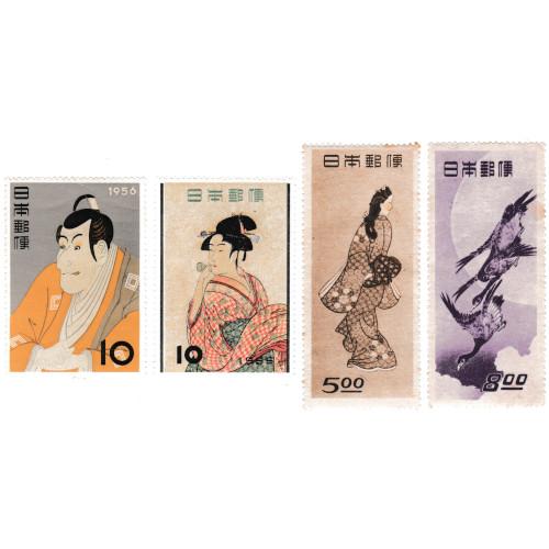 切手趣味週間 評価の高い4種 4枚セット 見返り美人 月に雁 ビードロを