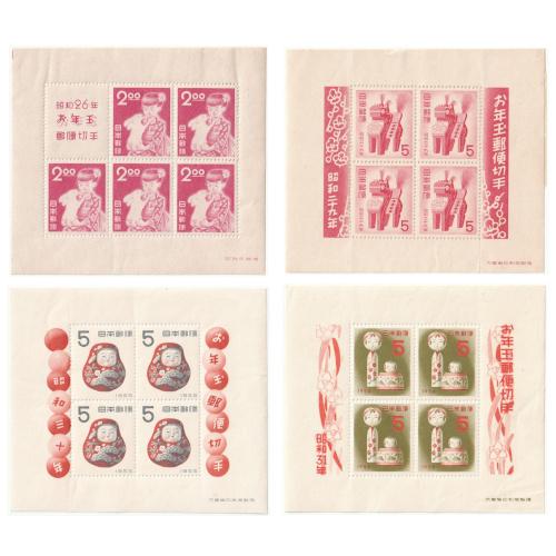 年賀切手 お買い得セット 古い年賀切手シート 昭和26年〜昭和38年 8枚