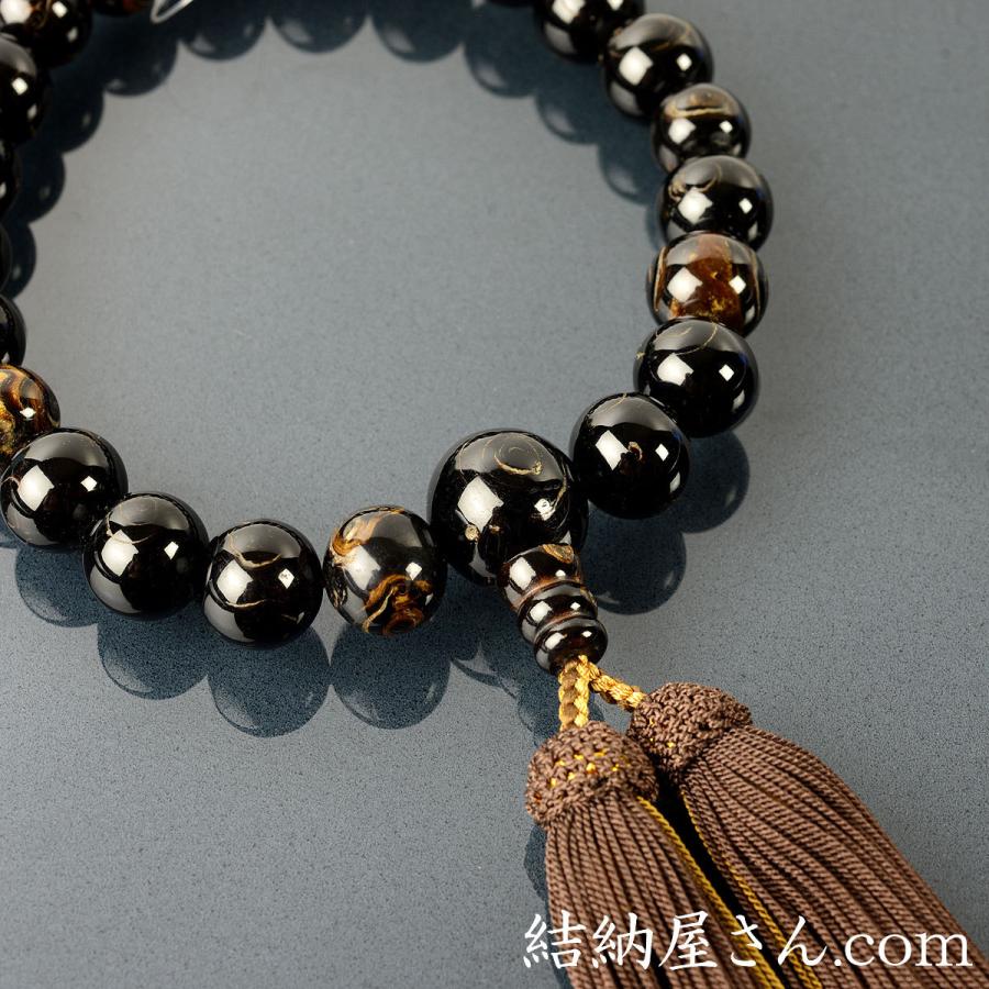 数珠 念珠 本海松（ほんうみまつ・黒珊瑚）共仕立 22珠 正絹蛍房（桐箱