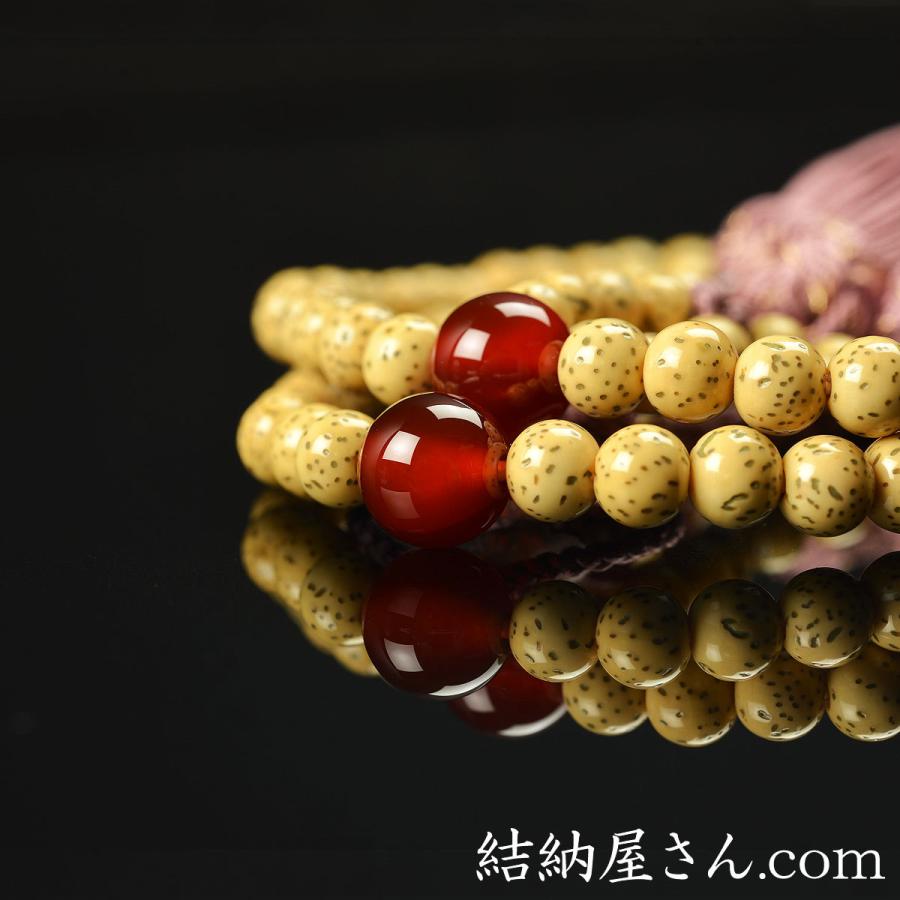 数珠 念珠 （浄土真宗） 星月菩提樹 瑪瑙仕立 正絹蓮華切房 八寸（桐箱