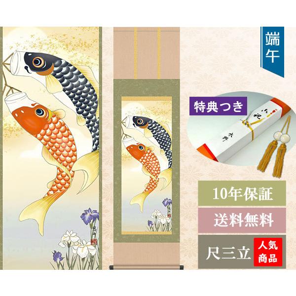 端午の節句掛軸 (掛け軸) 鯉のぼり 田所悠竹 （尺三立）約横45×縦164cm