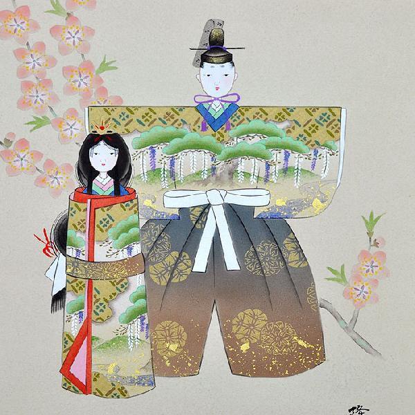 お雛様掛軸 (掛け軸) 篠原隆一 約横55×縦185cm k8301 お雛様 おひな様