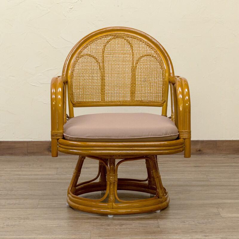 籐ラタン回転椅子ミドルタイプ座面高さ33cm/ハニー(ハチミツ色)/im14