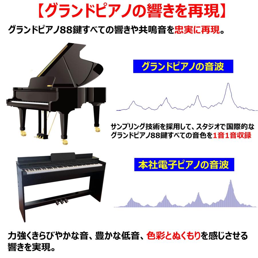 高音質 ハンマーアクション鍵盤 】電子ピアノ 88鍵盤 ピアノタッチ感 3