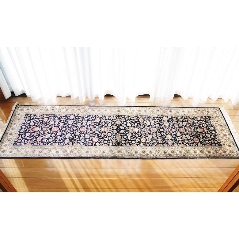 中国シルク段通 シルク絨毯 最高級 260段 ロングの玄関マット