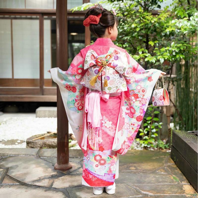 七五三 7歳着物 レンタル フルセット ピンク 花熨斗目☆ 女の子 七歳