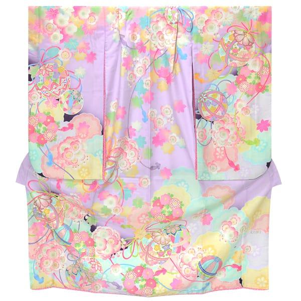 七五三 7歳着物 レンタル フルセット 乙葉 ブランド着物 紫 薬玉に桜楓