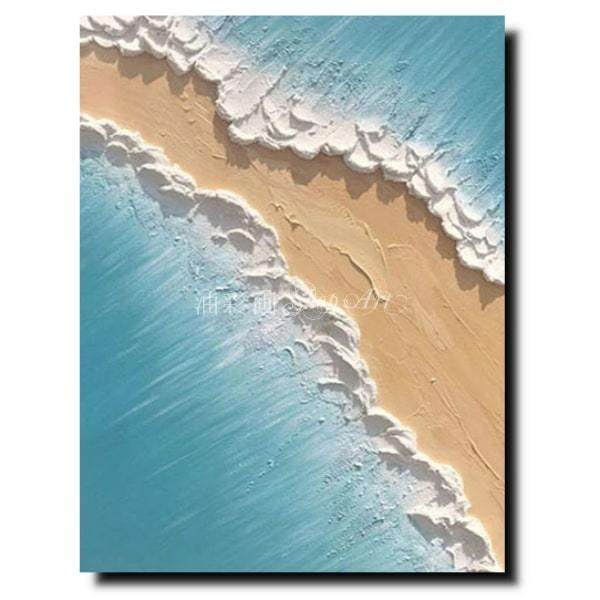 手書きの油彩画 ニュアンスアート アートパネル 海 特大1パネル 砂浜
