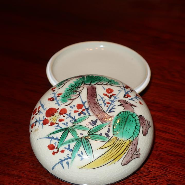 九谷焼 茶道具 古美術品 香合 祥寿三稚 対岳庵 文史郎 : ZAZU&CO