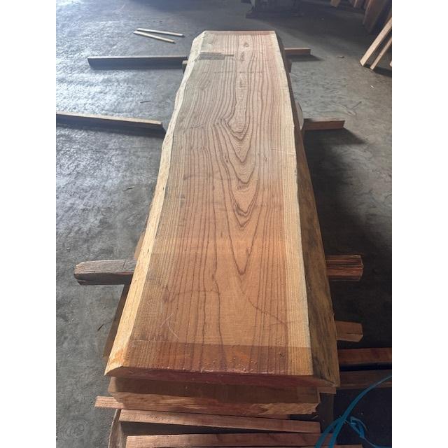 4-1209 ス）銘木 欅ケヤキ貴重な乾燥材 芯去耳付板 杢 テーブル