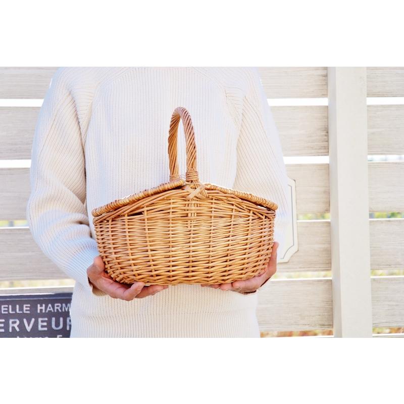 ピクニックバスケット L 大きい レトロ 可愛い ふた付き ナチュラル