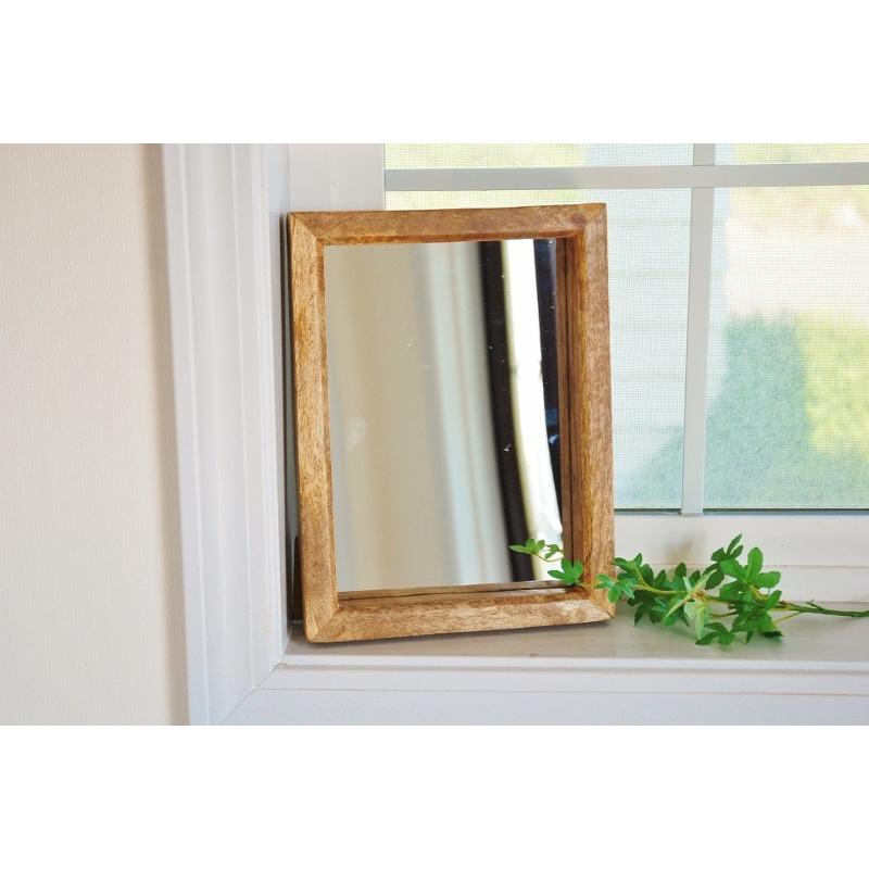 鏡 ミラー 送料無料 レトロ ぶ厚い 木枠 付き フレーム 壁掛け 置き