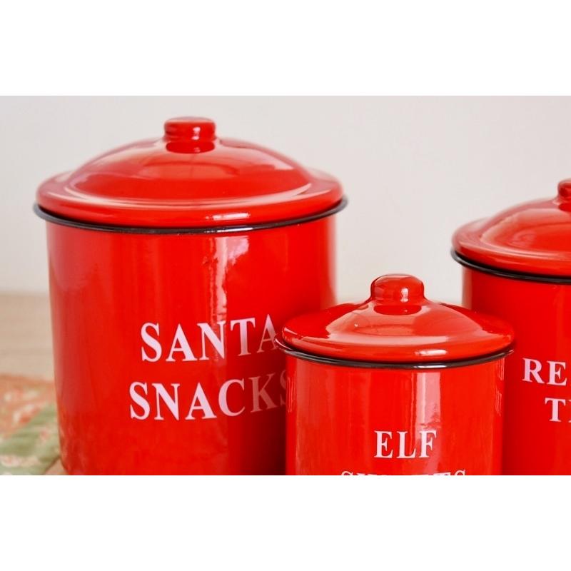 レッド・キャニスター3点セット レトロ アンティーク ホーロー 琺瑯