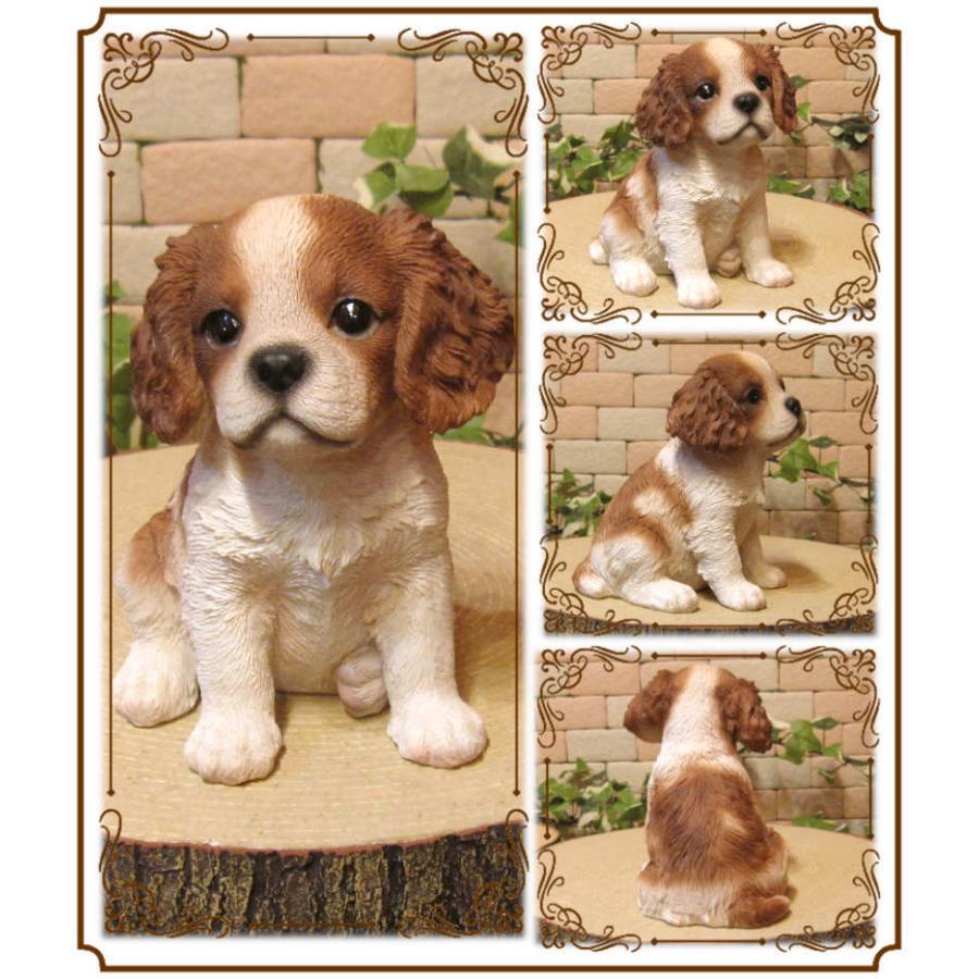 置物 動物 可愛い 犬の置物 キャバリア リアル お座りタイプ 子いぬの