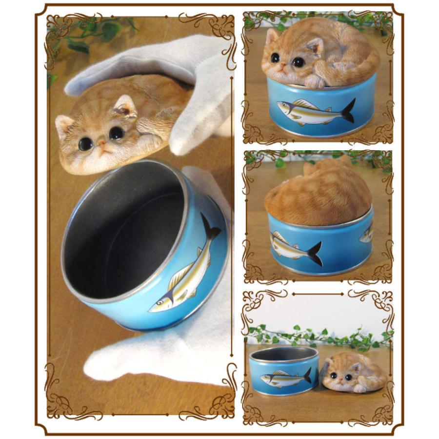 置物 動物 可愛い 猫の置物 チャトラ ボックス キャット サバ缶
