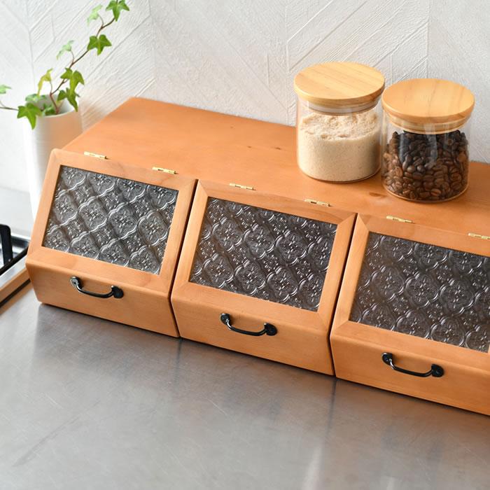 ブレッド ケース おしゃれ ラスタ 三連ショーケース スパイスラック