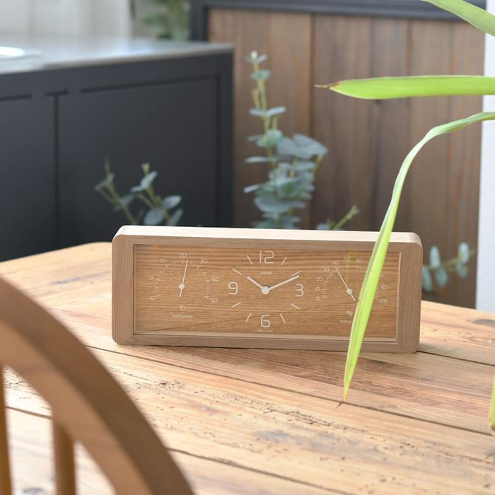 Lemnos（レムノス） 置き時計 Yokan ヨウカン LC11-06 温湿度計 木目