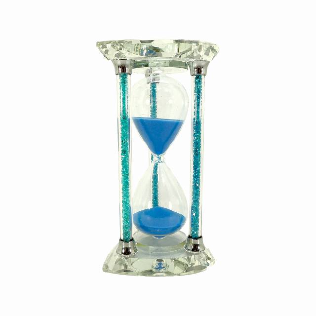 砂時計 約30分計 クリスタル ブルー ラメ ハート 神殿風 おしゃれ