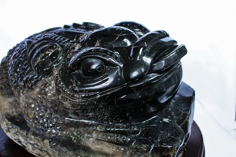 ☆セット割対象品！☆ 43.5Kg 黒水晶（モリオン）金蟾[S4-19]