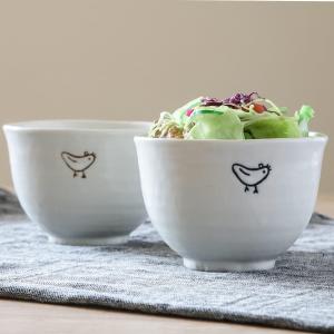 丼ぶり 13cm 小丼 トリのお散歩 磁器 美濃焼 日本製 （ 食洗機対応