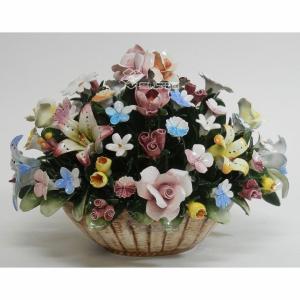 イタリア製 輸入雑貨 カポディモンテ焼き 磁花 本物 ローズ 置物 バラ