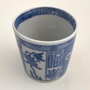 古伊万里 染付 亀甲文 見込み五弁花 蛇の目高台 蕎麦猪口 (22) : SK