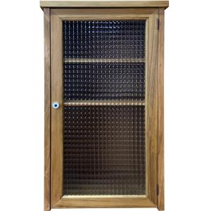 キャビネット 上から開く扉 80x27x26cm アンティークブラウン 横型