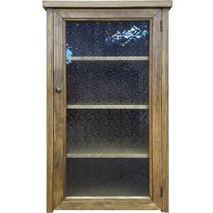 キャビネット 上から開く扉 80x27x26cm アンティークブラウン 横型