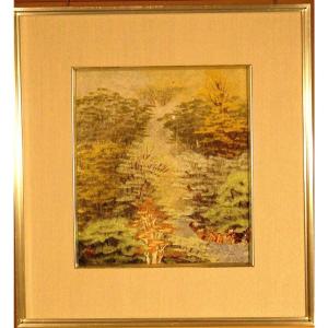 山内一生 「さぎ草」 工藝(小原和紙）4号 額装 花鳥 夏 : 書画肆