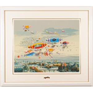 花 絵画 アネモネ リトグラフ 版画 ピエール・ボンコンパン 「花瓶