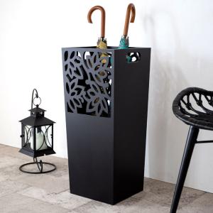 傘立て アンブレラスタンド 陶器製 透かし彫りアート ブラック モダン