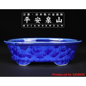 盆栽鉢 「春雪墨絵龍図長方鉢」 植木鉢 絵付 シュンセツ 磁器 4号 12cm