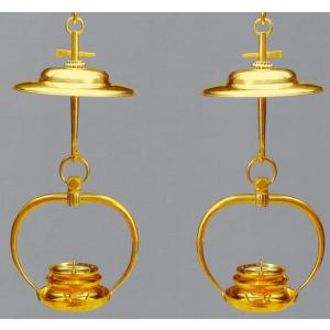 輪灯瓔珞二重六段アルミ金色4.0号（1対入）/仏具ようらくヨウラク