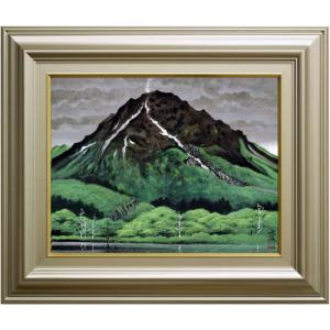 下川立夏「 朱映富嶽 」 日本画 6号 ( F6 ) 絵画 肉筆 手描き 真筆