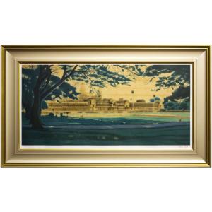 下川立夏「 朱映富嶽 」 日本画 6号 ( F6 ) 絵画 肉筆 手描き 真筆