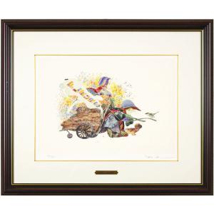 中島 潔 「 風の音 」 セリグラフ 版画 絵画 こども いぬ かわいい