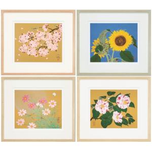 中島千波 「 秋明菊 」 花の瞬間(とき)より オリジナル 木版画 絵画