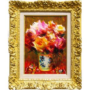 横井みわ「 ミモザ 」 油絵 ・ 油彩画 F6 ( 6号 ) 絵画 肉筆 真筆