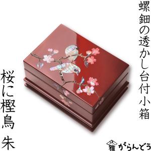 ジュエリーボックス 小箱 螺鈿の宝石箱 茶花にヒクイドリ 漆器