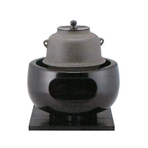 茶道具 風炉 土風炉 瓶掛 面取風炉 黒 乳足 尺0 蒲池窯 伊東征隆作