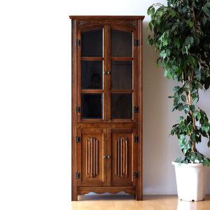 キャビネット シェルフ チェスト 木製 コーナー ガラス棚 1114-02 完成