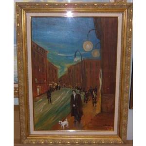 絵画 油絵 小澤勇寿郎 作 パリの街・ムフタール 6号サイズ インテリア