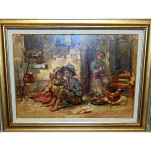 絵画 油絵 小澤勇寿郎 作 パリの街・ムフタール 6号サイズ インテリア