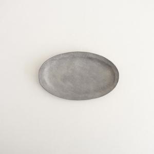 吉田次朗 *オーバルプレート 25cm*食器お皿キッチン作家グレー【陶器