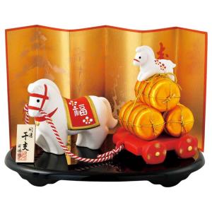 干支 午 置物 馬 うま 2026年/ 開運金彩跳ね午（小） /粗品 販促 景品