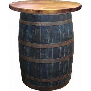 ウイスキー樽テーブル シンプルタイプ（天板800φ）（黒タガ）（代引き