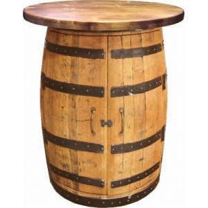 ウイスキー樽テーブル キャビネットタイプ（天板600φ）（ナチュラル