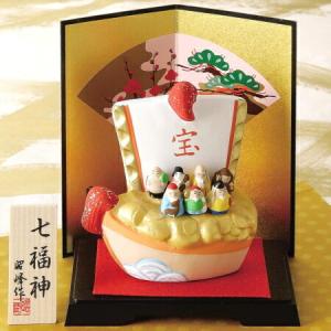 縁起物 置物 日本製 七福神 中 笑福七福 飾り物 陶器 開運 インテリア