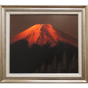 絵画 油絵 赤富士 （土屋茂） F6号 【肉筆】【油絵】【富士】【6号
