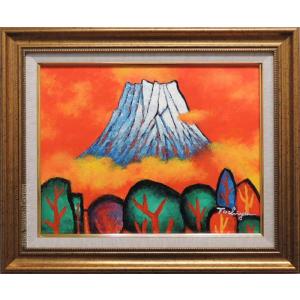 絵画 油絵 赤富士 （土屋茂） F6号 【肉筆】【油絵】【富士】【6号